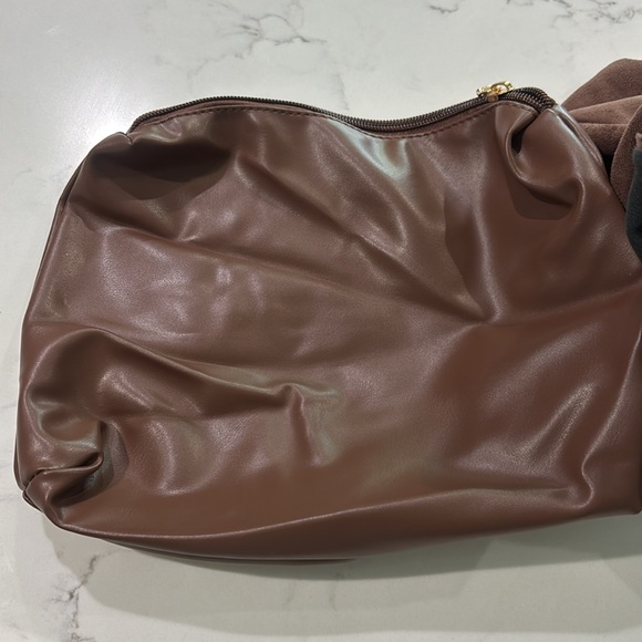 Brown Suede Hobo Bag with Slouchy Design - Picture 4 of 4